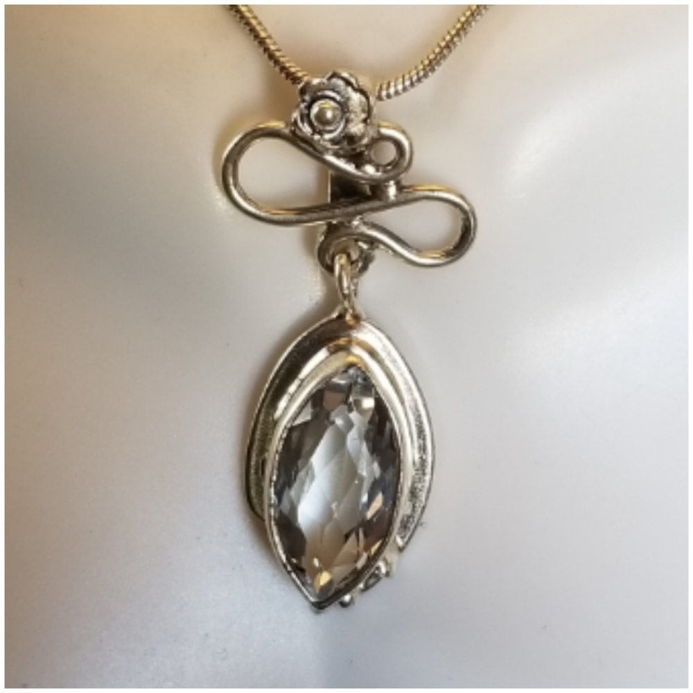 5ct White Topaz Pendant 1.25" - Picture 1 of 4